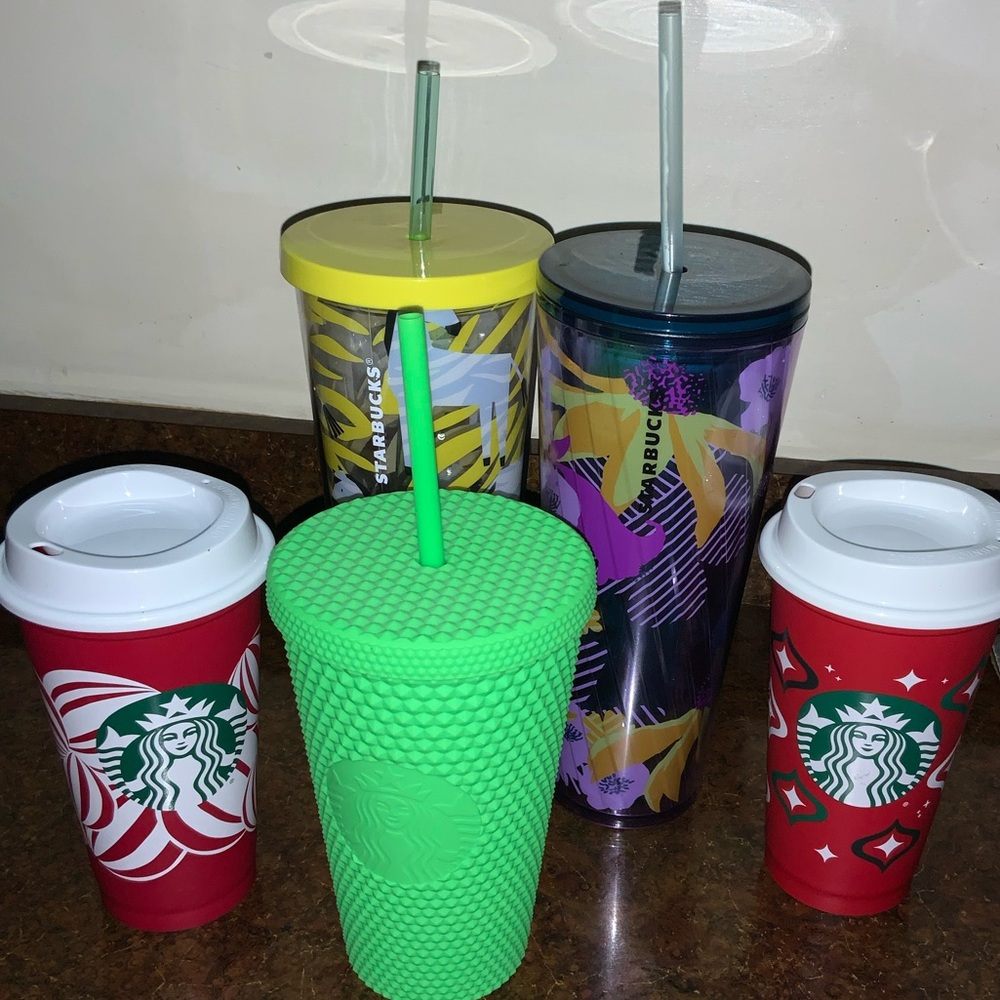 5 Starbucks Tumblers. Brand new never use Mug and just cups.. fast shipping.